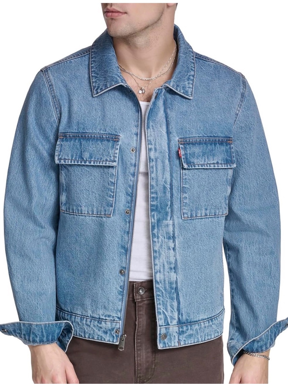 Levi's Light Blue Denim Shirt Jacket with Chest Flap Pockets